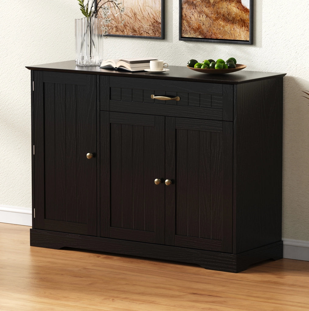 Mobile portascarpe 107x40x84 cm in MDF nero con cassetto, per ingresso e contenimento