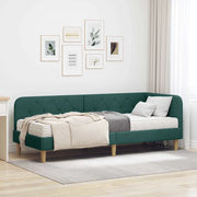 Cornice del letto ad angolo Verde Scuro 80 x 200 cm Tessuto