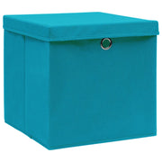 Scatole con Coperchi 4pz Azzurre 32x32x32 cm Tessuto 288374
