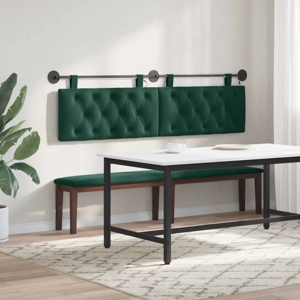 Testiera sospesa Con luce LED Verde Scuro Velluto