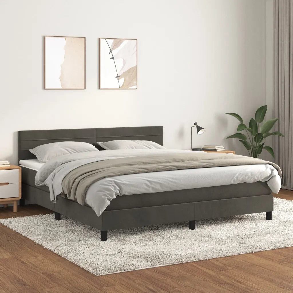 Giroletto a Molle con Materasso Grigio Scuro 160x200 cm Velluto 3141372