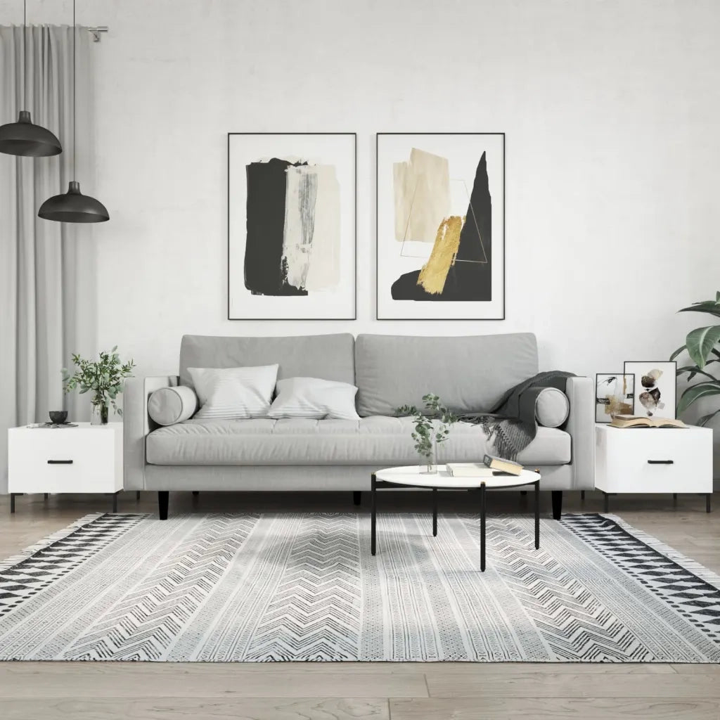 Tavolini Salotto 2pz Bianco Lucido 50x50x40cm Legno Multistrato 829401