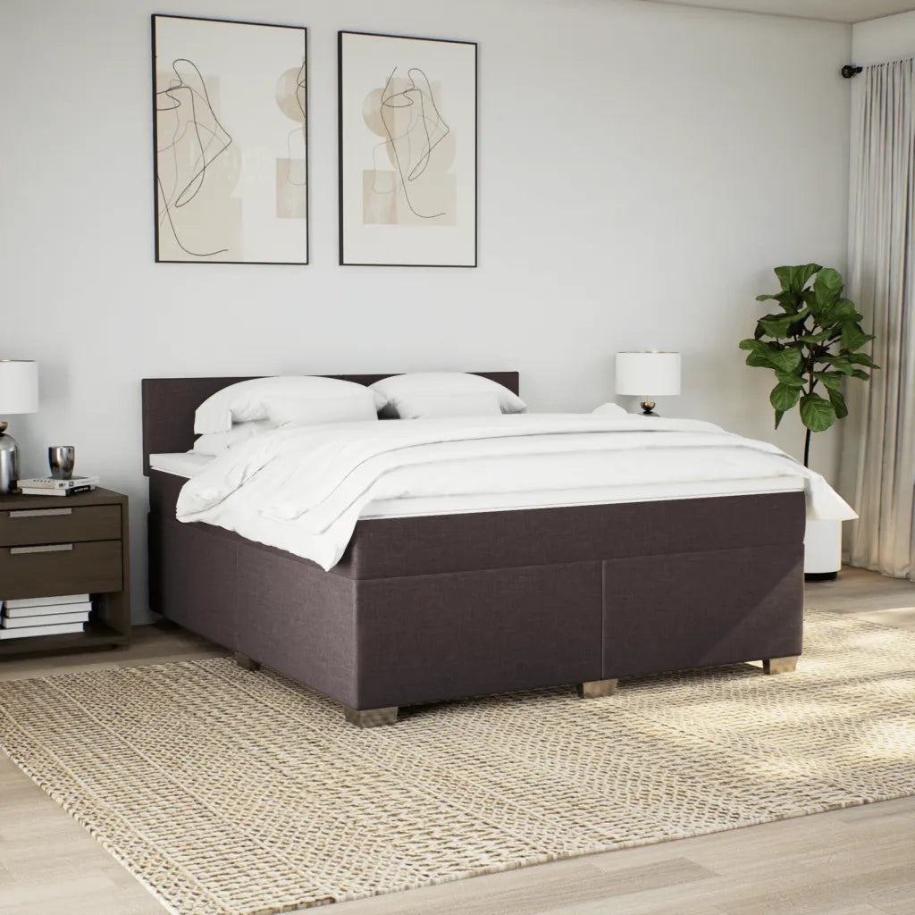 Giroletto a Molle con Materasso Marrone Scuro 180x200cm Tessuto