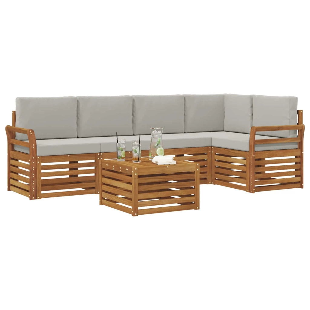 Set divano sezionale con cuscino 6 pcs Grigio Naturale e Chiaro 3374851
