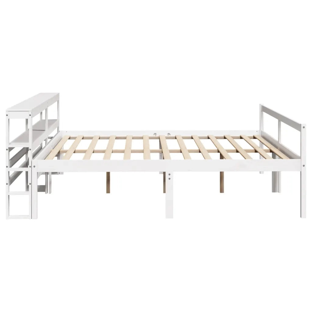 Letto Anziani con Testiera-Letto con Testiera per Anziani-Rete con Testiera Bianco 200x200cm Legno Massello Pino
