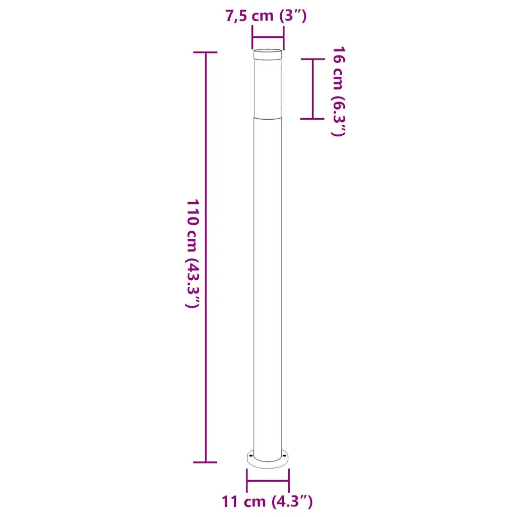 Lampioni a palo 3 pz 110 cm Acciaio Inox IP44 4006004