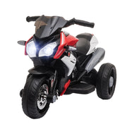 Motocicletta elettrica per bambini, con luci e suoni, 3 km/h, ricaricabile, in plastica e metallo, nera/rossa