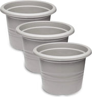 Set di vasi per piante in plastica - Set da 3 - Grigio - Ø 34 cm x H 24 cm Set di vasi per piante con vasi per fiori e piante GD-0022