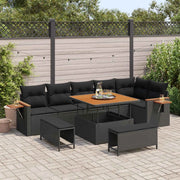 Set Divano da Giardino con cuscino 11 pcs Nero polyrattan