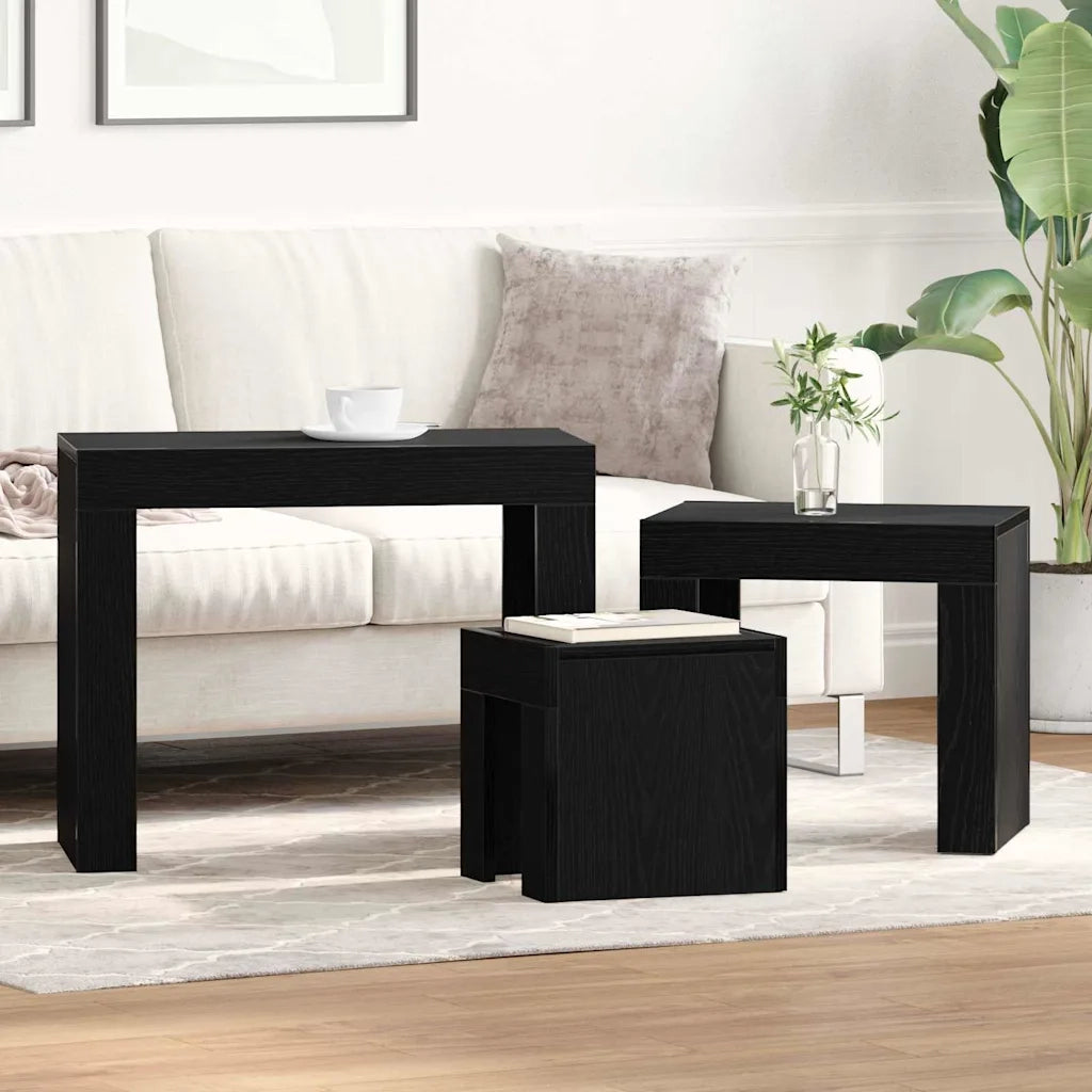 Tavoli da annidamento 3 pcs Rovere Nero Legno multistrato 862070
