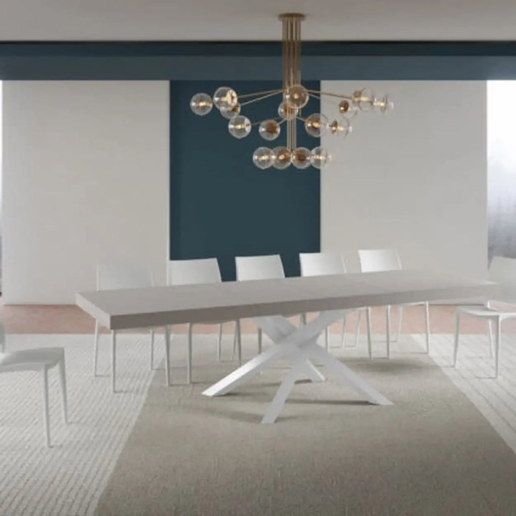 Tavolo allungabile 180/440x90 cm Volantis Premium cashmere gambe bianche