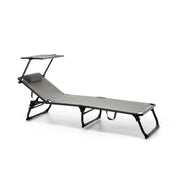 Lettino Shark antracite con parasole reclinabile cm 187x60x30 h