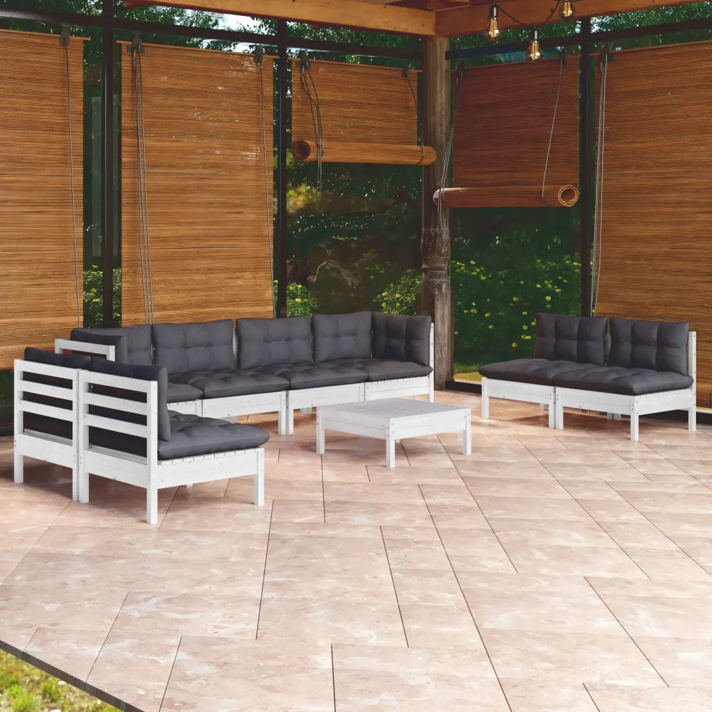 Set Salotto Giardino con Cuscini 9 pz in Legno Massello di Pino 3096239