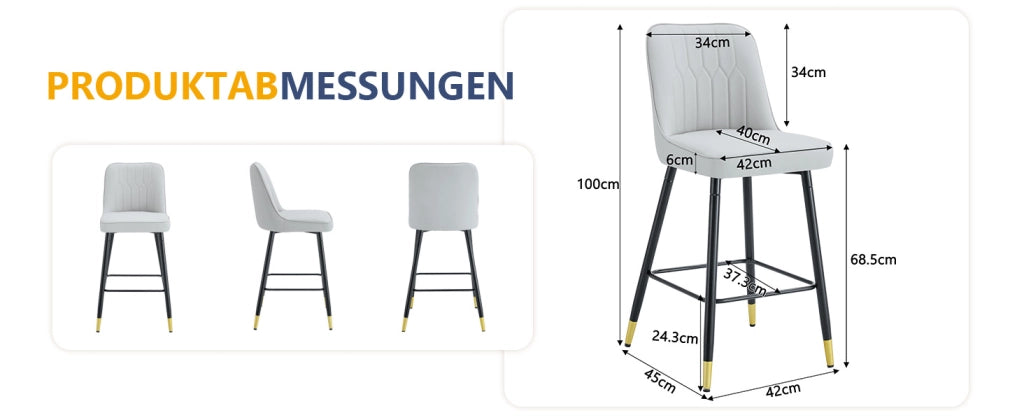 Sgabello da bar Set di 2 100 cm con schienale, poggiapiedi e struttura in metallo, in similpelle PU, Nero