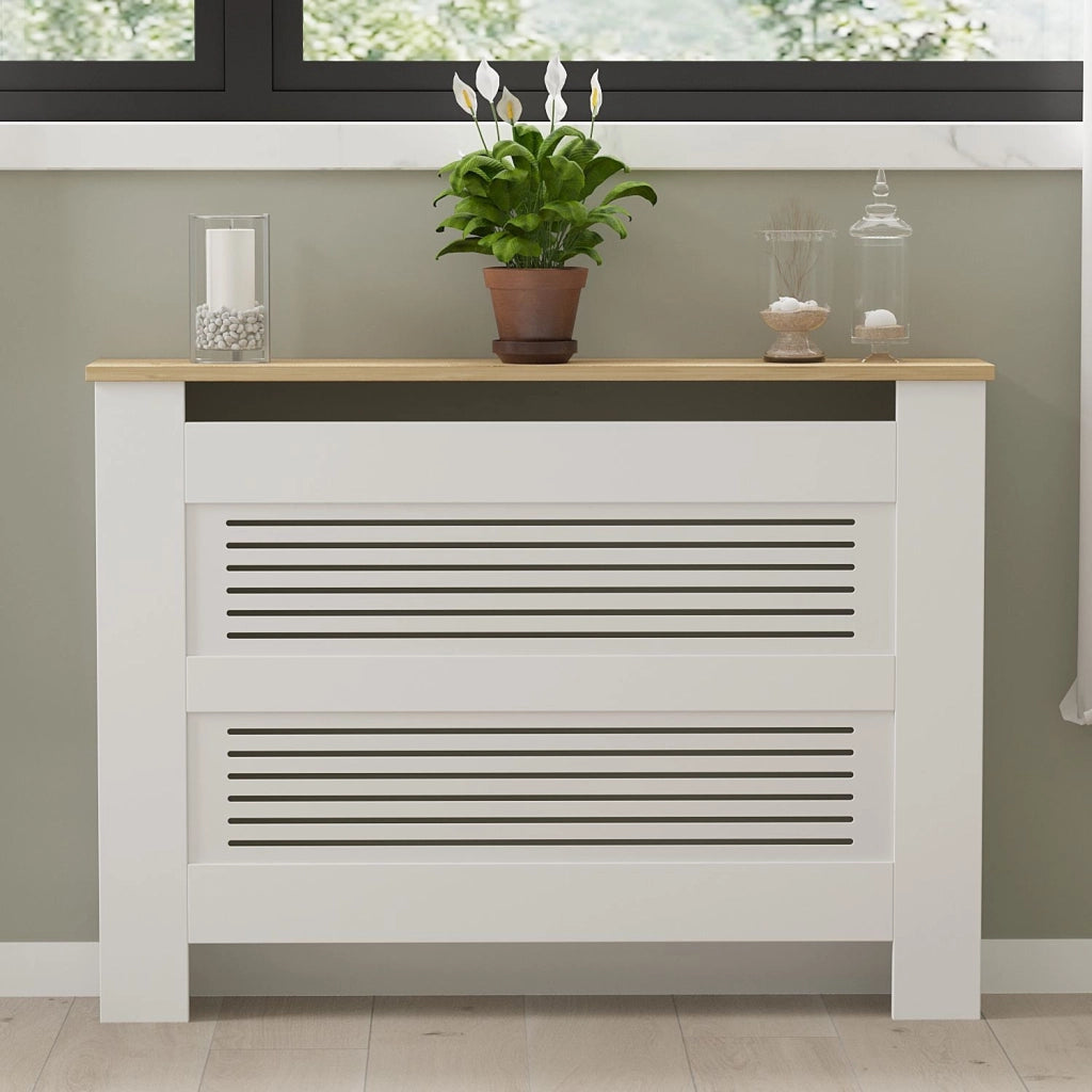 Mobile radiatore in legno "Termora" 112 x 19 x 82 cm - Rovere zaffiro