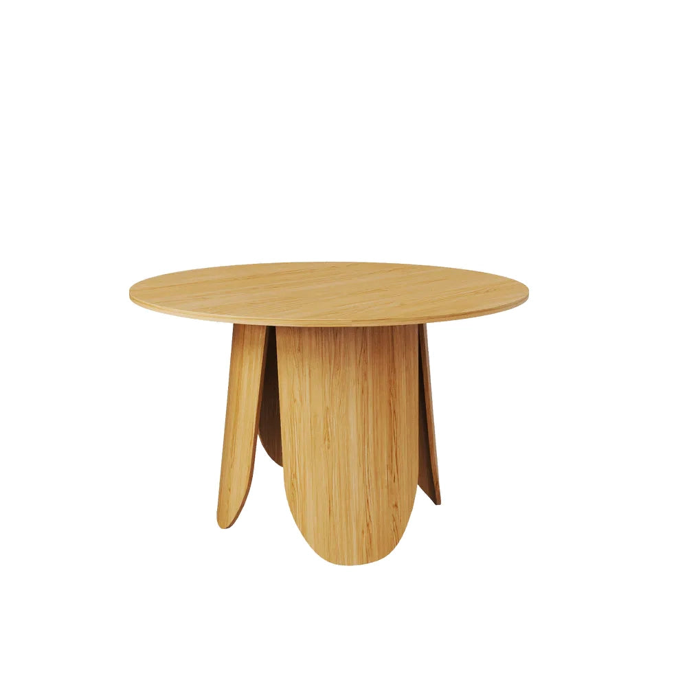 Tavolo rotondo Ø120cm top e gambe in MDF effetto legno chiaro| Einar