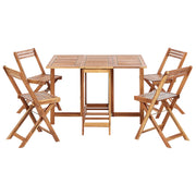 Set da pranzo da giardino Tavolo rettangolare in legno massiccio di acacia chiaro 4 sedie da esterno pieghevoli in stile rustico design moderno