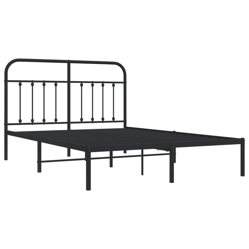 Giroletto con Testiera-Struttura Letto con testiera in Metallo Nero 140x200 cm 388992
