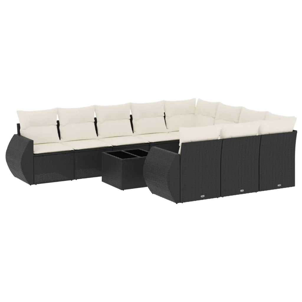 Set Divani da Giardino 11 pz con Cuscini in Polyrattan Nero 3221895
