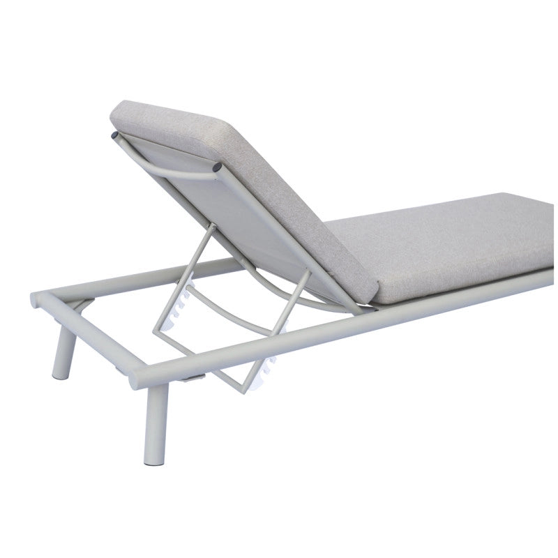 Lettino Taormina Alluminio Creta E Cuscino Idrorepellente Beige Moia