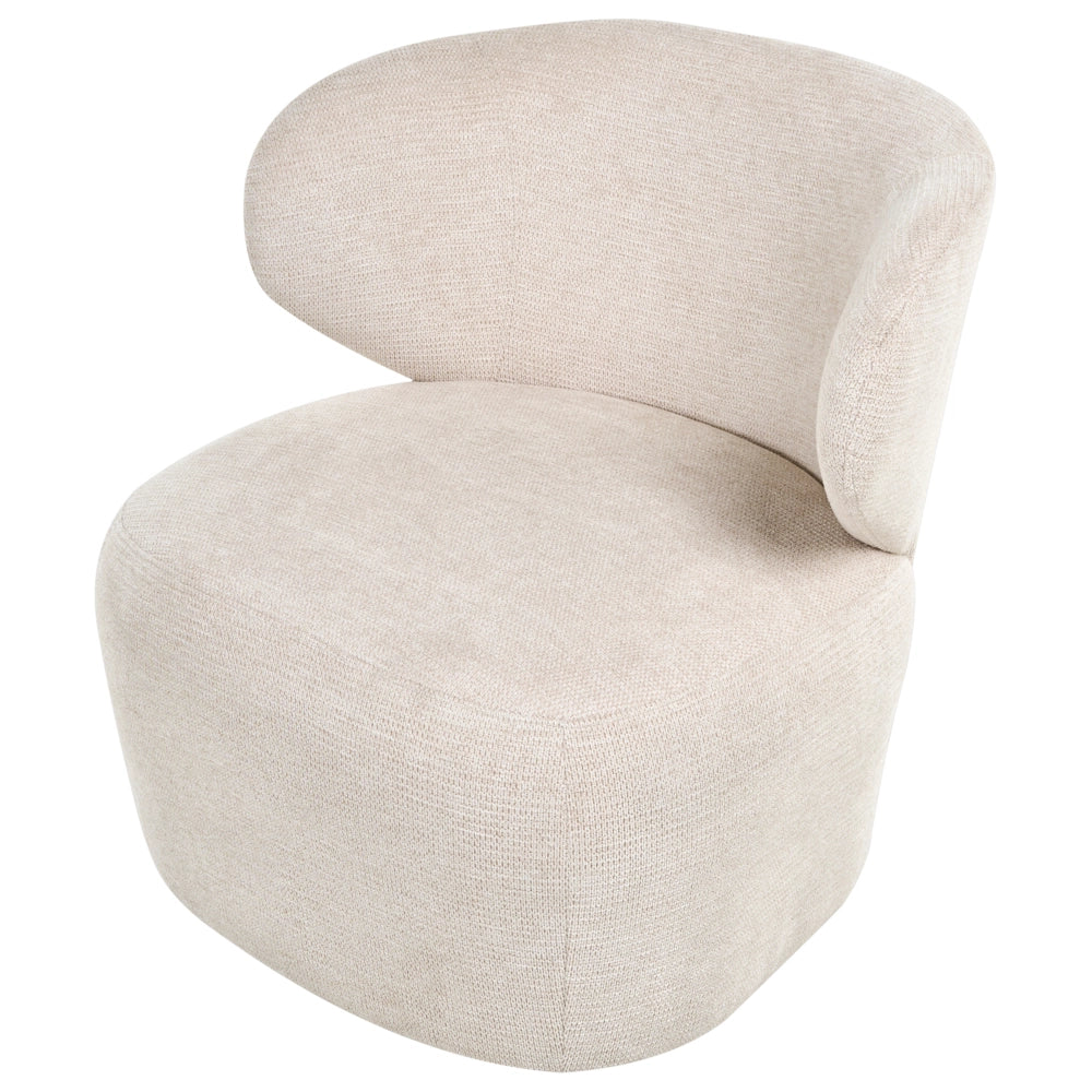 Poltrona d'accento Beige Poliestere Rivestita Girevole Moderna Grande Seduta Quadrata Schienale Curvo