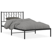 Letto singolo | Letto per adulti | Giroletto con Testiera in Metallo Nero 107x203 cm