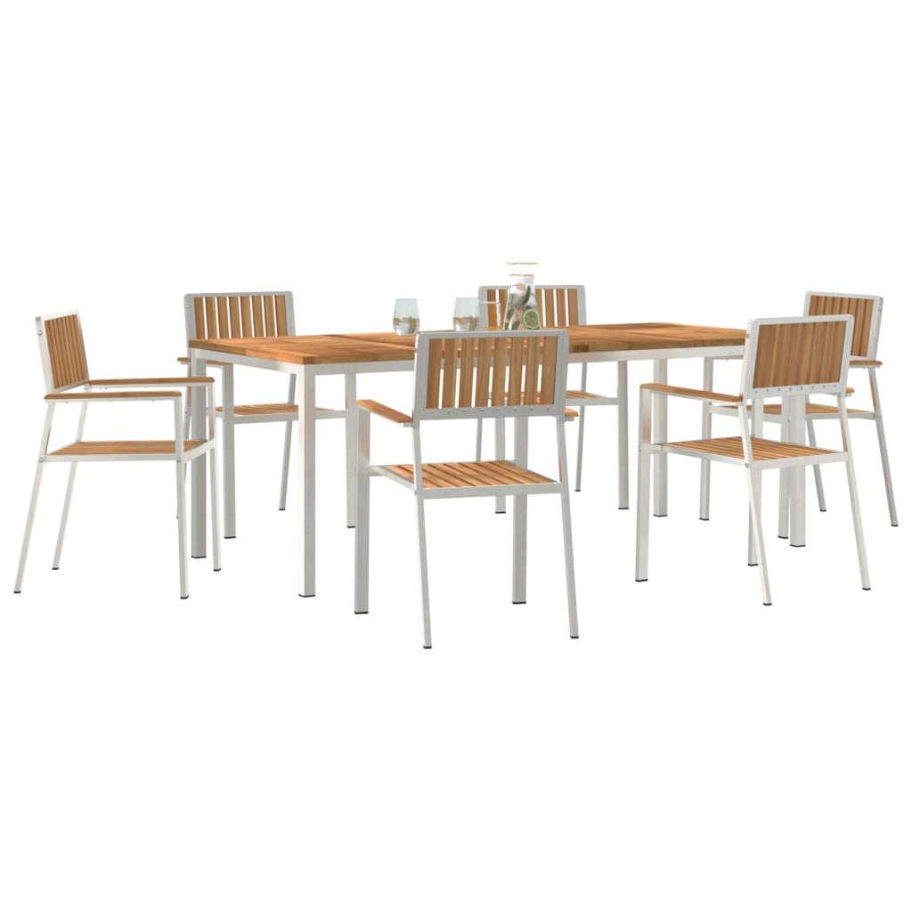 Set da Pranzo da Giardino  7 Pezzi in Legno Massello di Teak