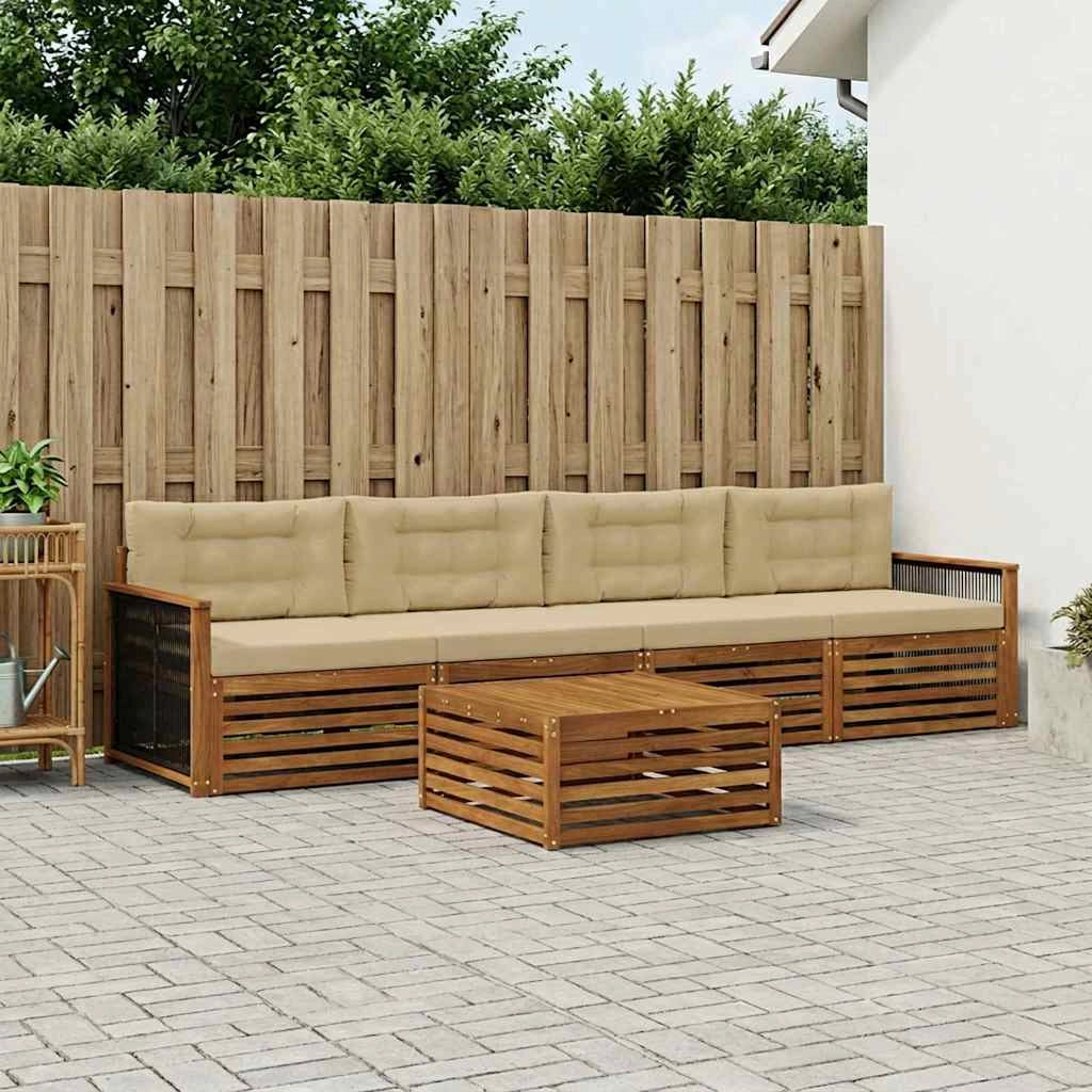 Set di divani da esterno 5 pz Naturale e Beige 3382996