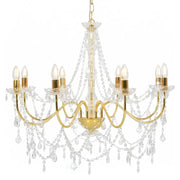 Lampadario con Perline Dorato 8 Lampadine E14 cod mxl 41616