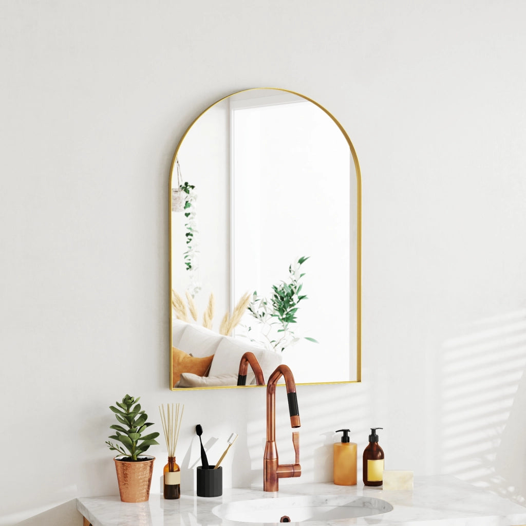 Specchio da bagno con cornice in alluminio ¨C zephmum ¨C oro 60x90 cm