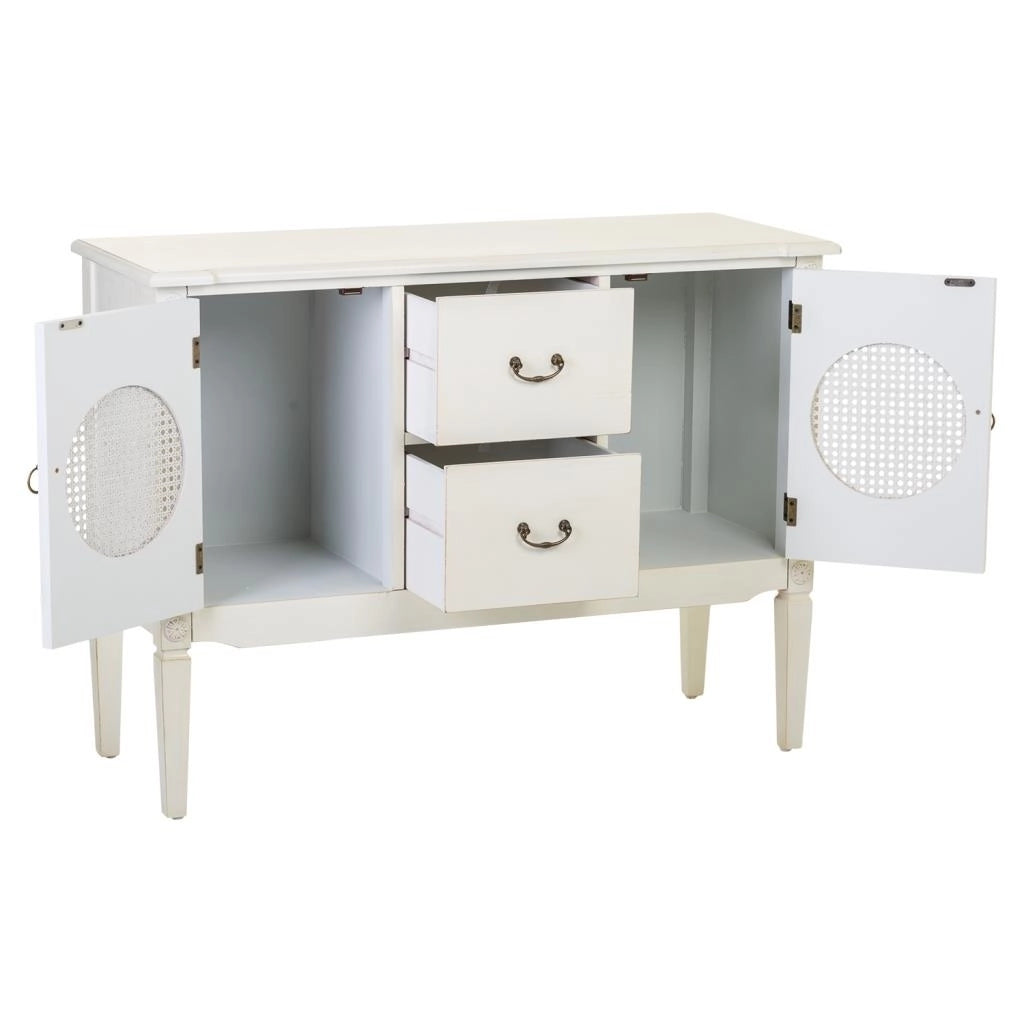 Mobile da ingresso in legno con griglie bianche 106x40x78h