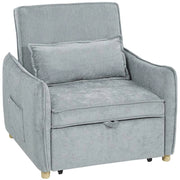 POLTRONA LETTO 3 IN 1 CON SCHIENALE RECLINABILE E CUSCINO, RIVESTIMENTO IN CINIGLIA, 88X84X87 CM, GRIGIO