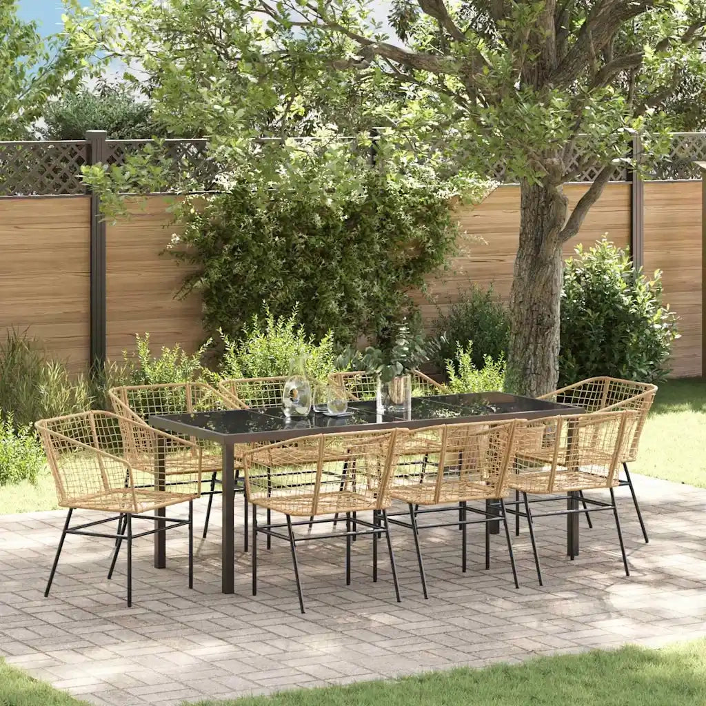 Set da Pranzo per Giardino 9 pcs Marrone polyrattan 3380903