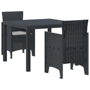 Set da Pranzo per Giardino 3 pcs Antracite Polipropilene