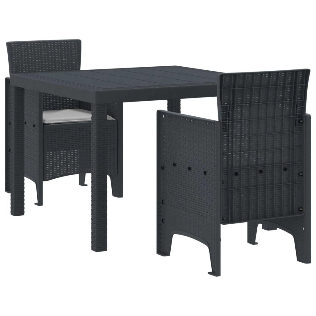 Set da Pranzo per Giardino 3 pcs Antracite Polipropilene