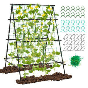 Trellis a telaio a supporto per piante per viti rampicanti-Verdure uva struttura da giardino per letto elevato con rete per rampicanti Nero