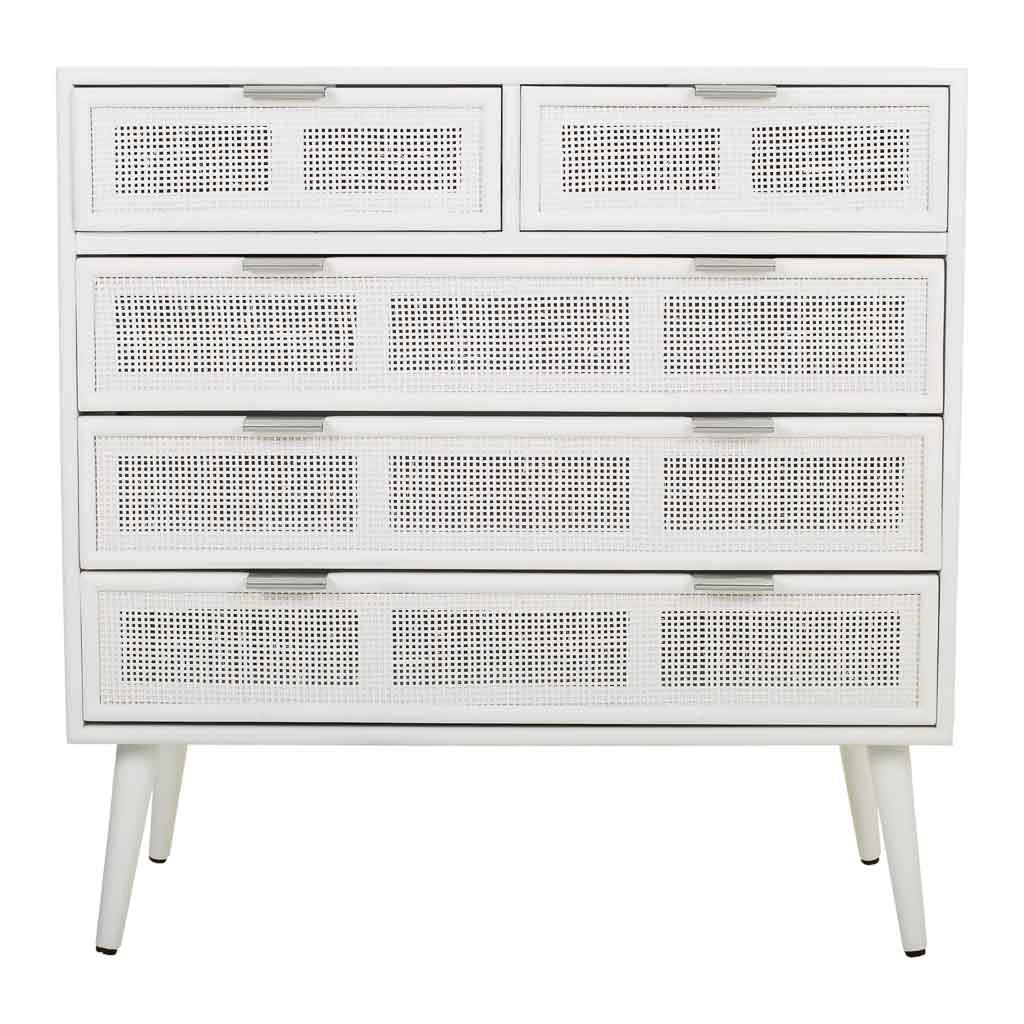Cassettiera in legno e rete bianca 80x39,5x81h