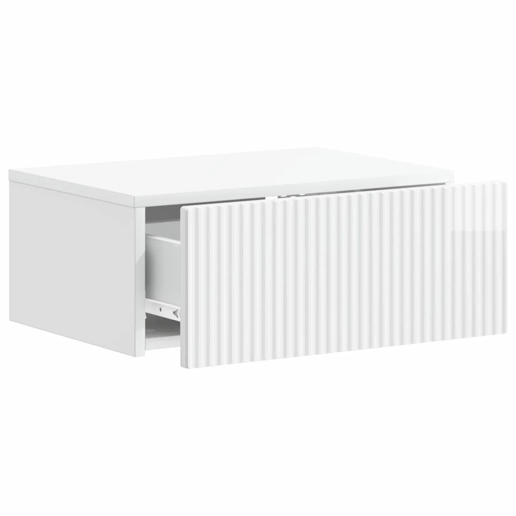 Mobiletto da notte a muro Bianco Lucido 49 x 34,5 x 20 cm 898453