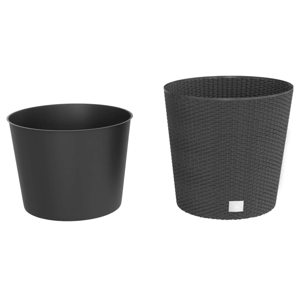 Vaso rialzato per fioriera piante fiori terrazza giardino e interno rimovibile 35/37,5 L rattan PP antracite 02_0038606