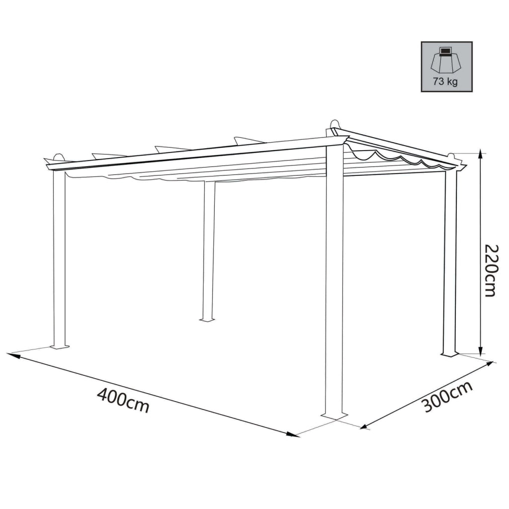 Gazebo da Giardino 3x4 in alluminio e acciaio - DRALE