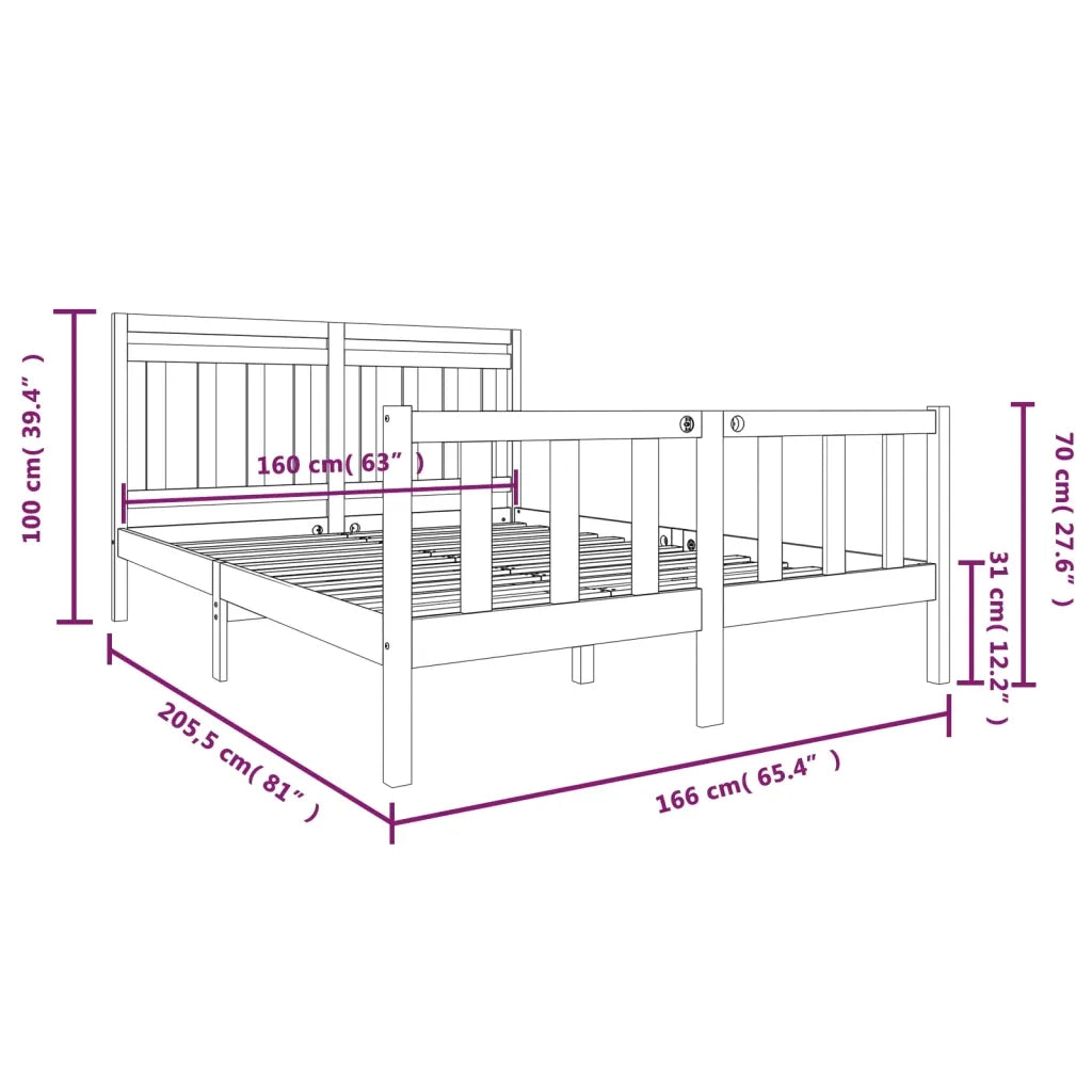 Giroletto-Struttura Letto in Legno Massello 160x200 cm 778512