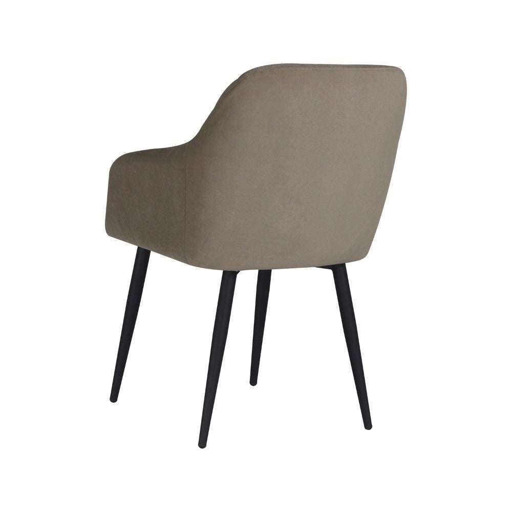 Set 2 Sedie Rarra in tessuto tortora con schienale geometrico e gambe nere – Comfort per ambienti moderni