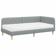Letto singolo | Letto per adulti | Cornice del letto ad angolo Grigio chiaro 100 x 200 cm Tessuto