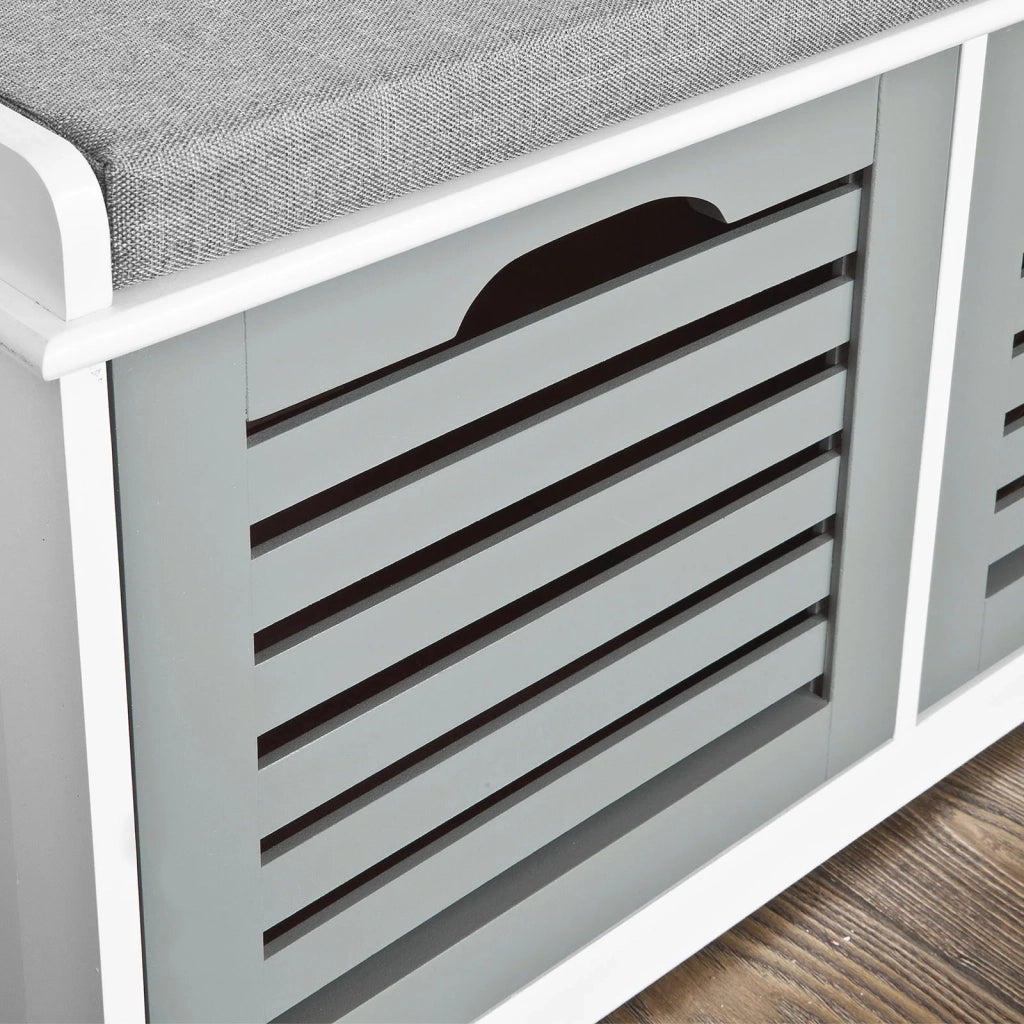 SoBuy Panca scarpiera ingresso con seduta con Contenitore per legna da interno L105xP35xA43 cm grigio FSR23-HG