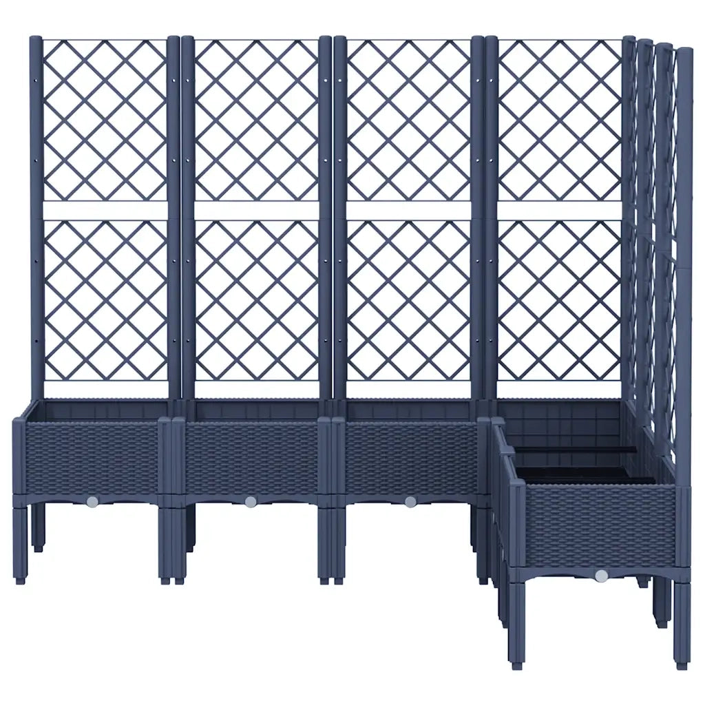 Fioriera | Cassetta per fiori | Vaso Giardino con Graticcio Grigio Blu 160x120x142 cm PP