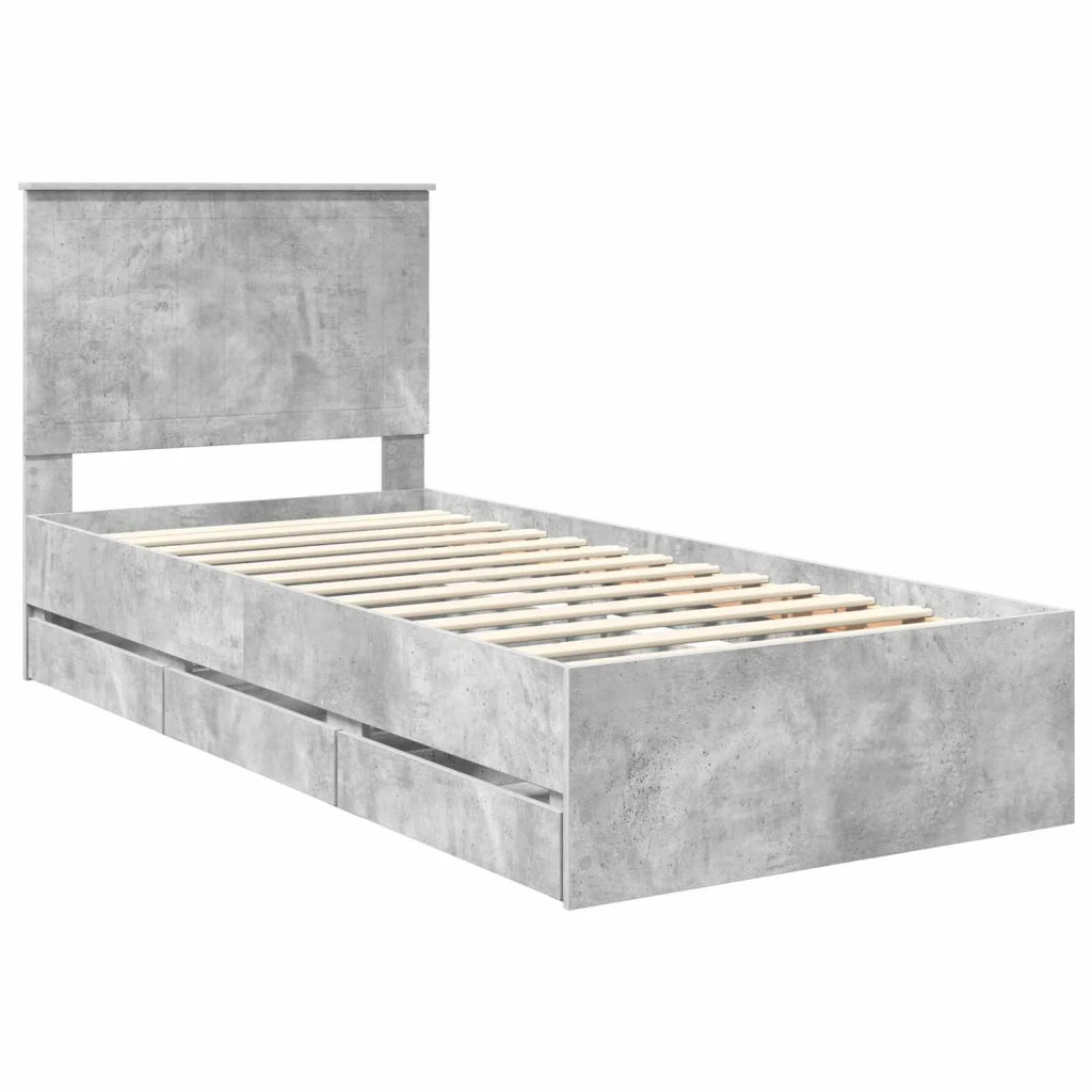 Struttura del letto con cassetto Grigio cemento 90 x 190 cm 3411162