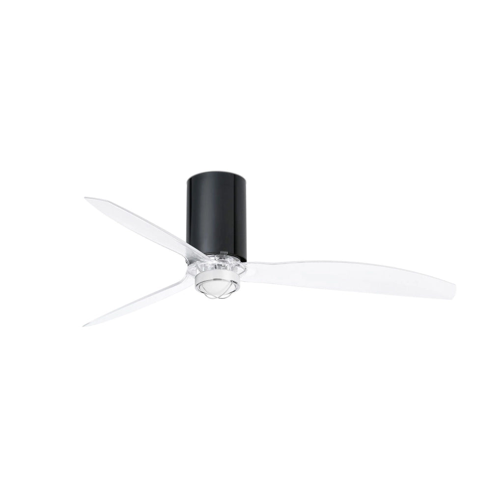 FARO Ventilatore da soffitto con luce MINI TUBE FAN Ø1280 mm motore DC 6 velocita con funzione inversa per ambienti 13–176 m² Nero Lucido trasparente Acciaio Vetro FARO-32040_10