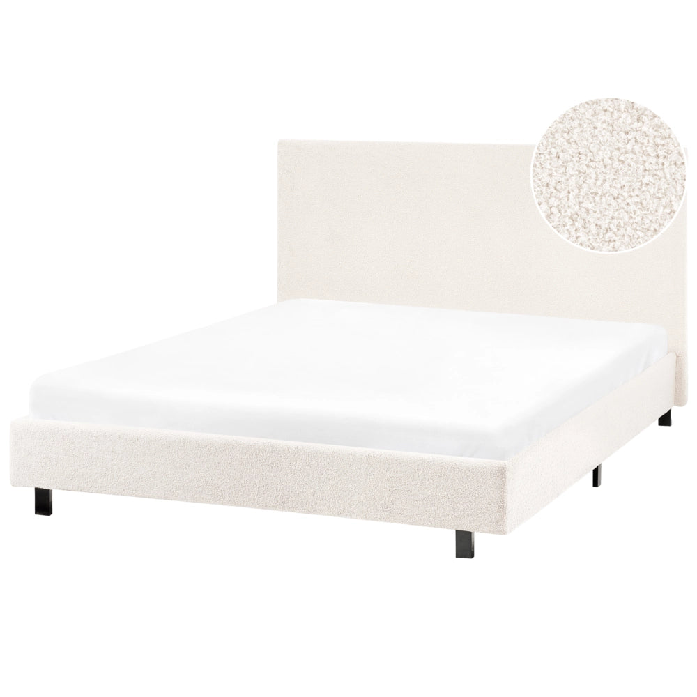 Letto con testiera piccola 120 x 200 cm in bouclé bianco sporco dal design moderno
