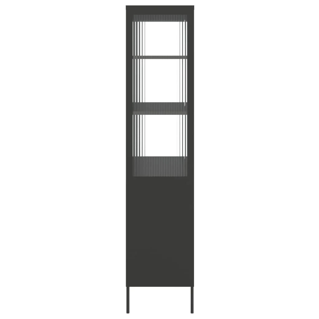 Buffet credenza cassettiera armadio mobile contenitore organizer per cucina soggiorno salotto alto 90 x 40 x 180 cm vetro e acciaio nero 02_0035140