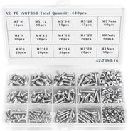 Set di viti e dadi M3 M4, 440 pezzi, assortimento, set con avvolgimento di vite